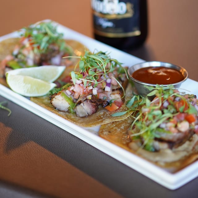 PORK BELLY TACOS.