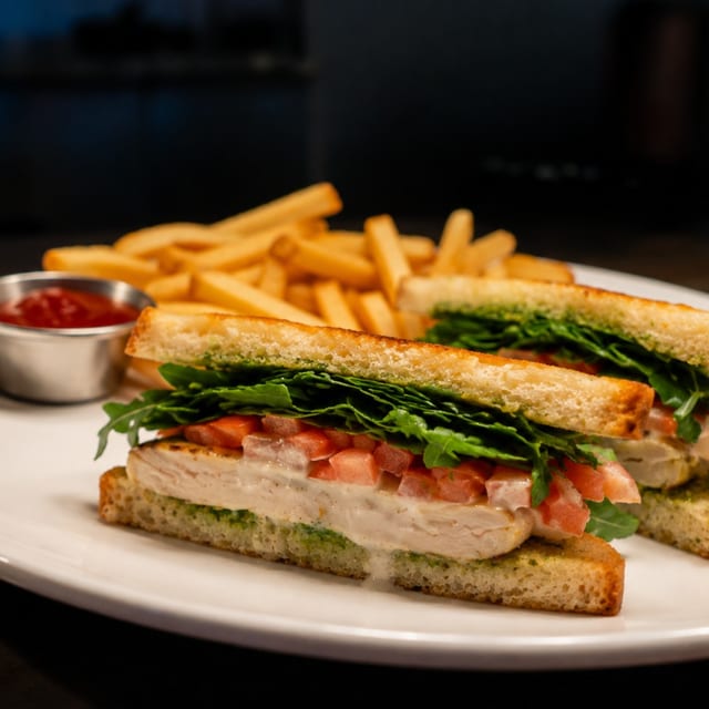 CAPRESE CHICKEN SANDWICH.