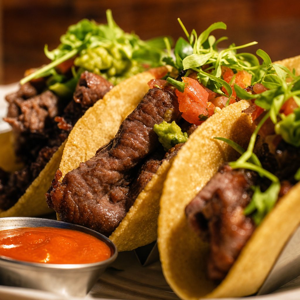 Black Angus Rib Eye Tacos.