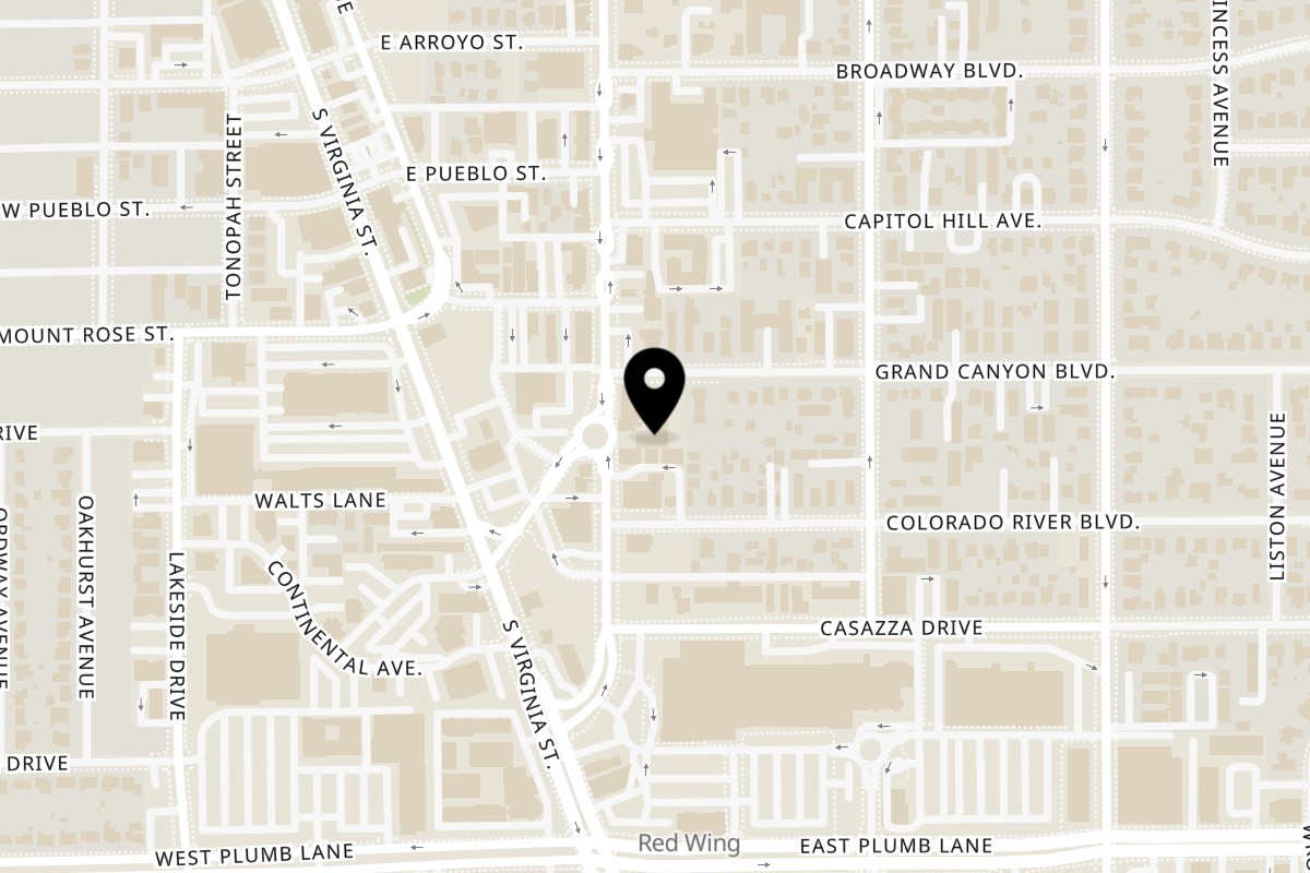 Map showing the location of La Condesa Eatery on 1642 S Wells Ave in Reno